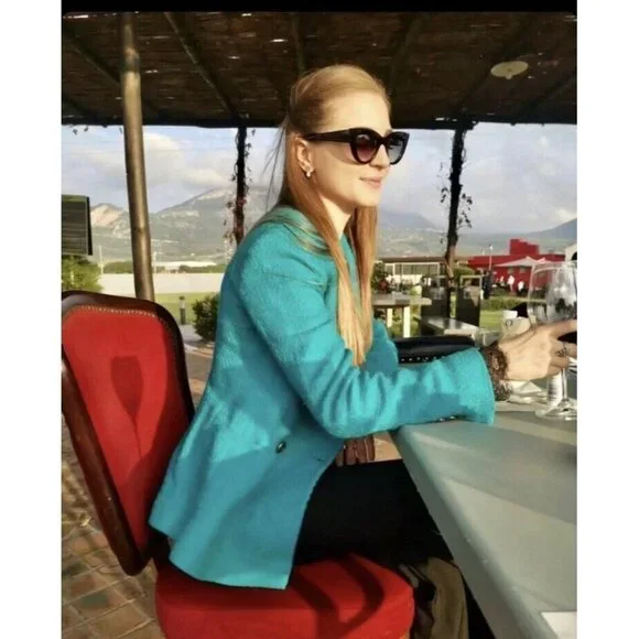 NWT ZARA Emerald Tailored Double Breasted Blazer Blogger’s Favorite​​​ - Picture 8 of 12